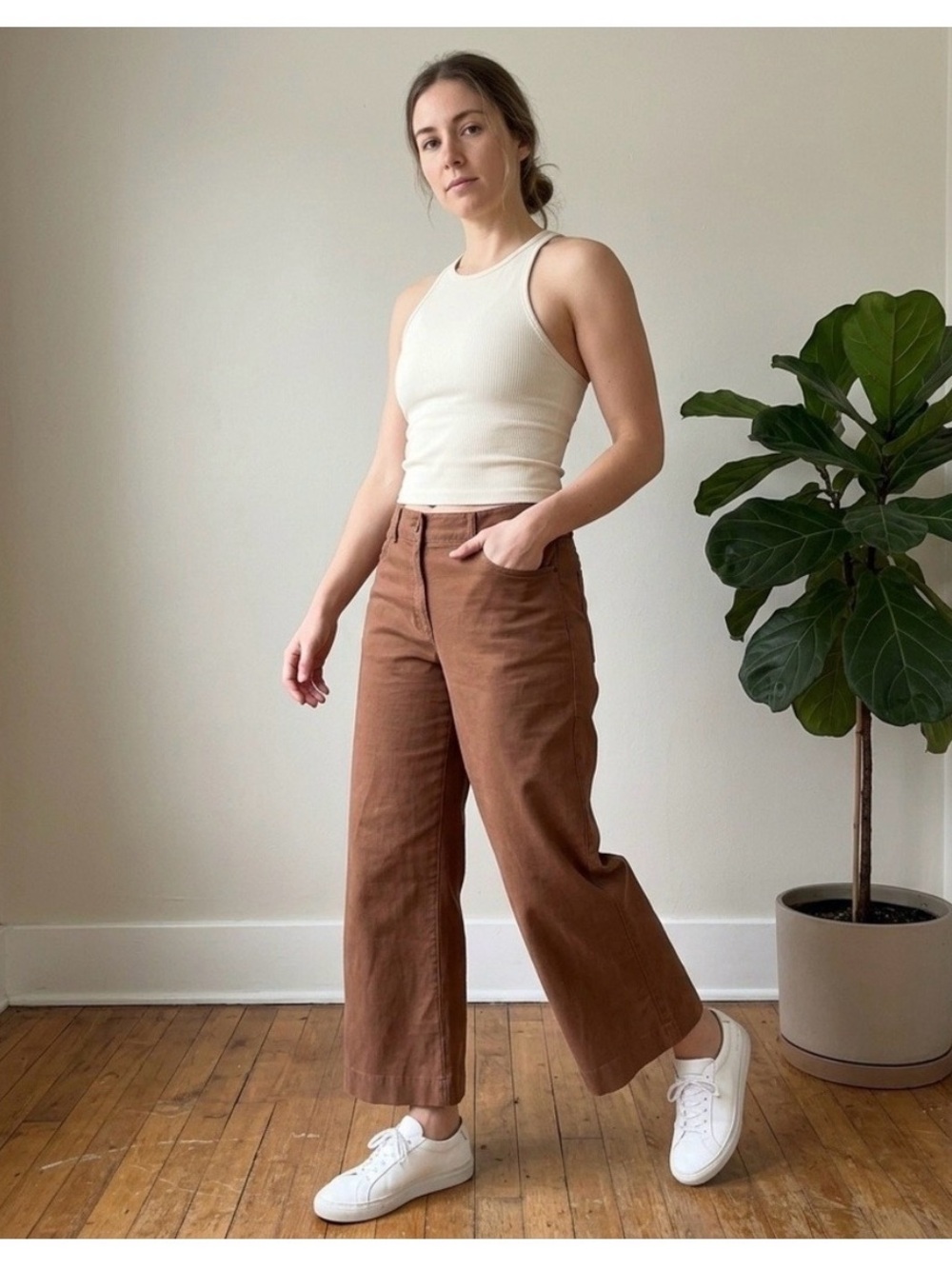 Everlane wide leg chino crop 0 Rosewood